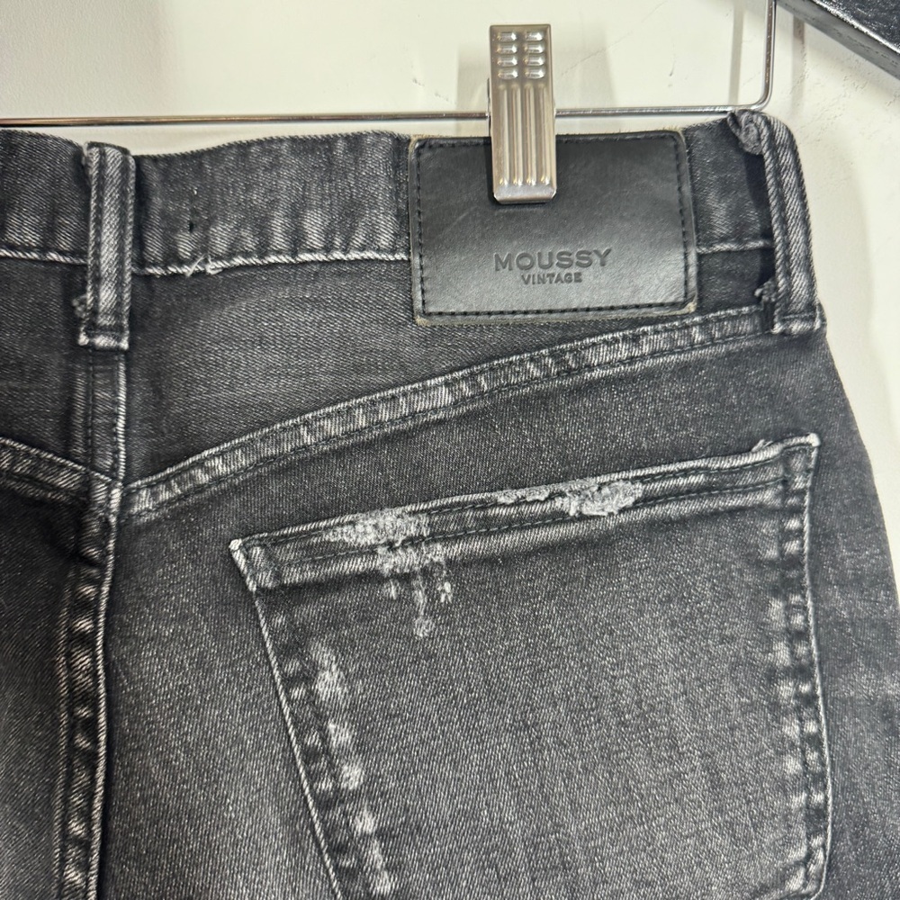 Moussy Vintage Black Distressed Skinny Jeans Raw Hem Cropped Women’s Denim - Picture 7 of 12